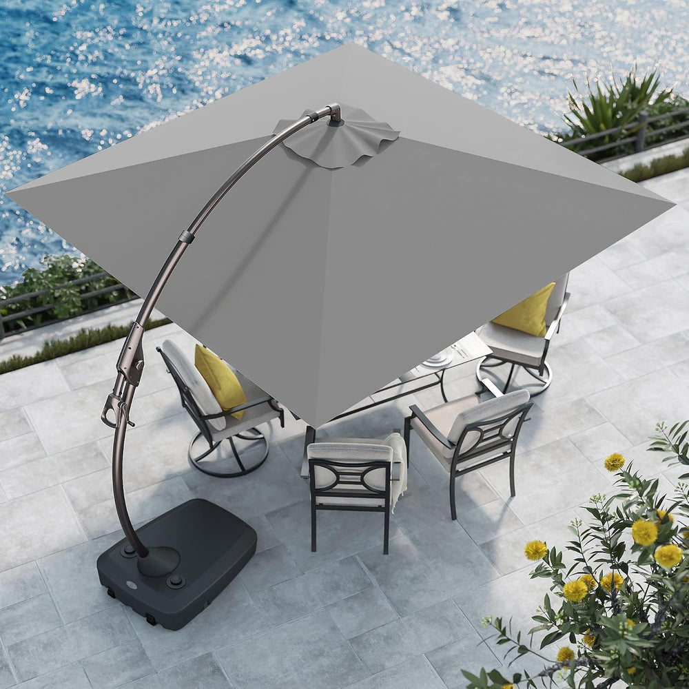 Grand patio 10x10 FT Large Cantilever Square Umbrella with Base, Gray