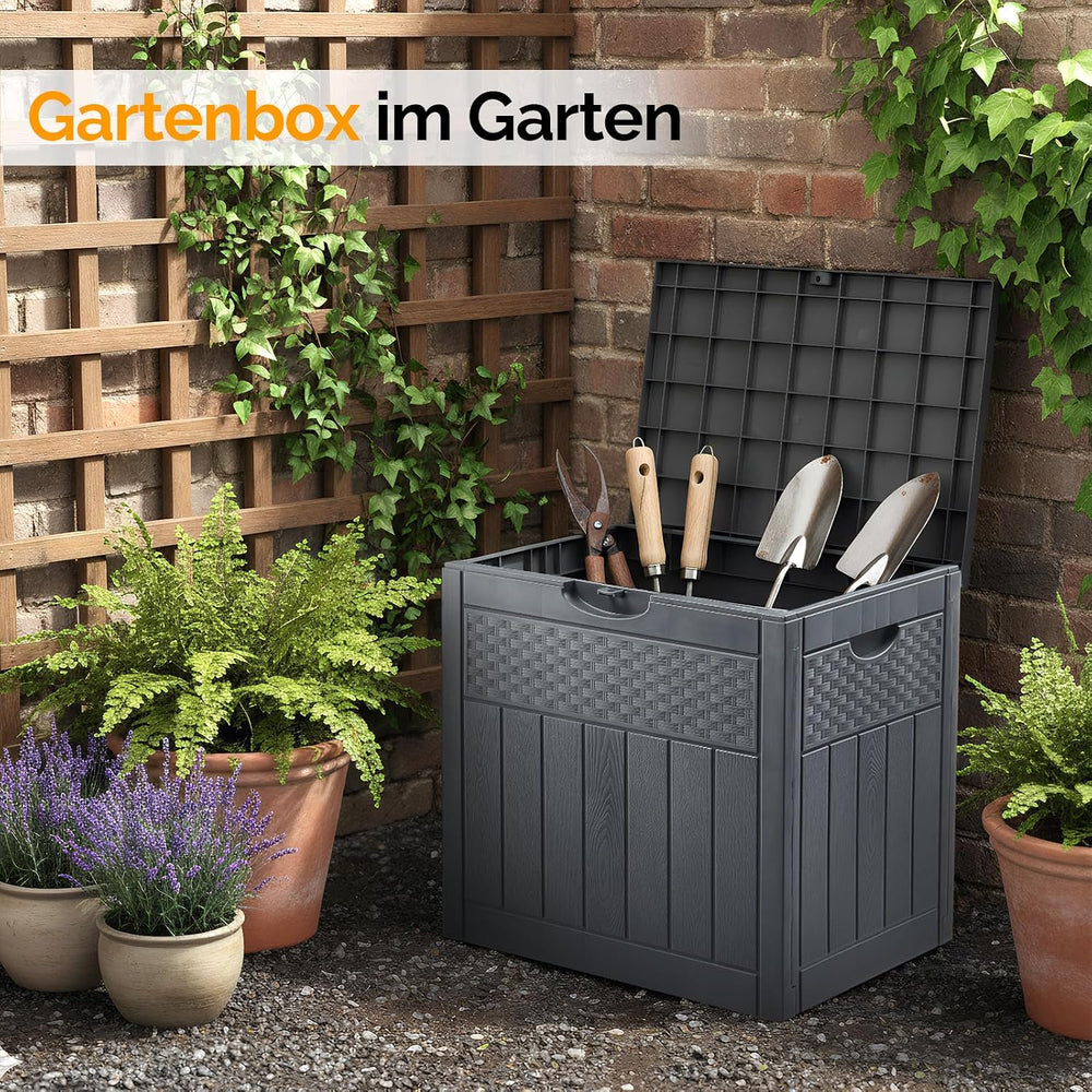 VINGLI 33 Gallon Weatherproof Lockable Outdoor Storage Box (Grey)