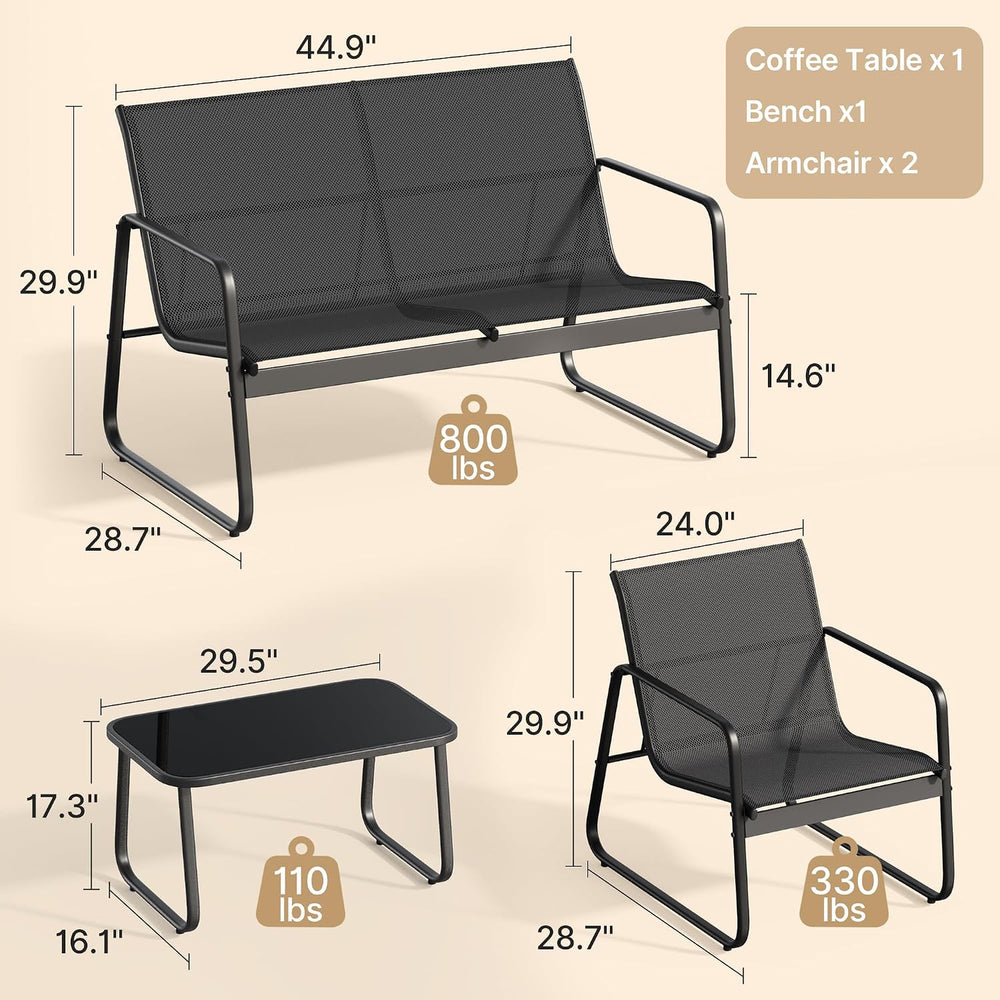 Gizoon 4PCS Patio Furniture Set, Outdoor Patio Furniture