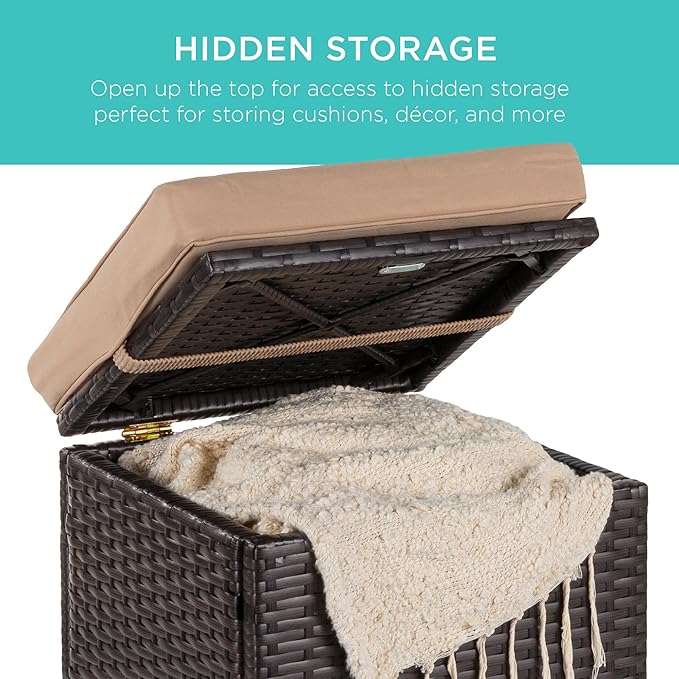Best Choice Products Set of 2 Wicker Ottomans, Multipurpose Outdoor Furniture...