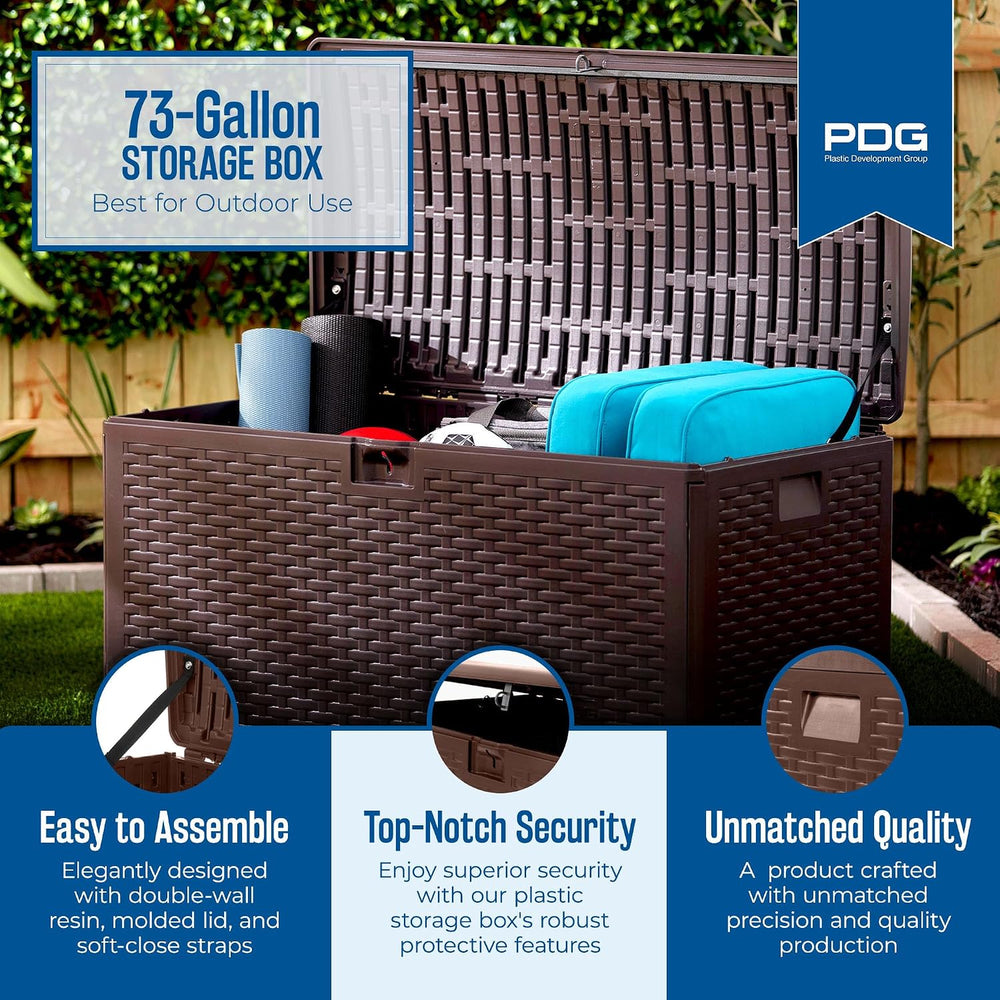 Plastic Development Group Outdoor Deck Box, Standard Close, Java, 73 Gal