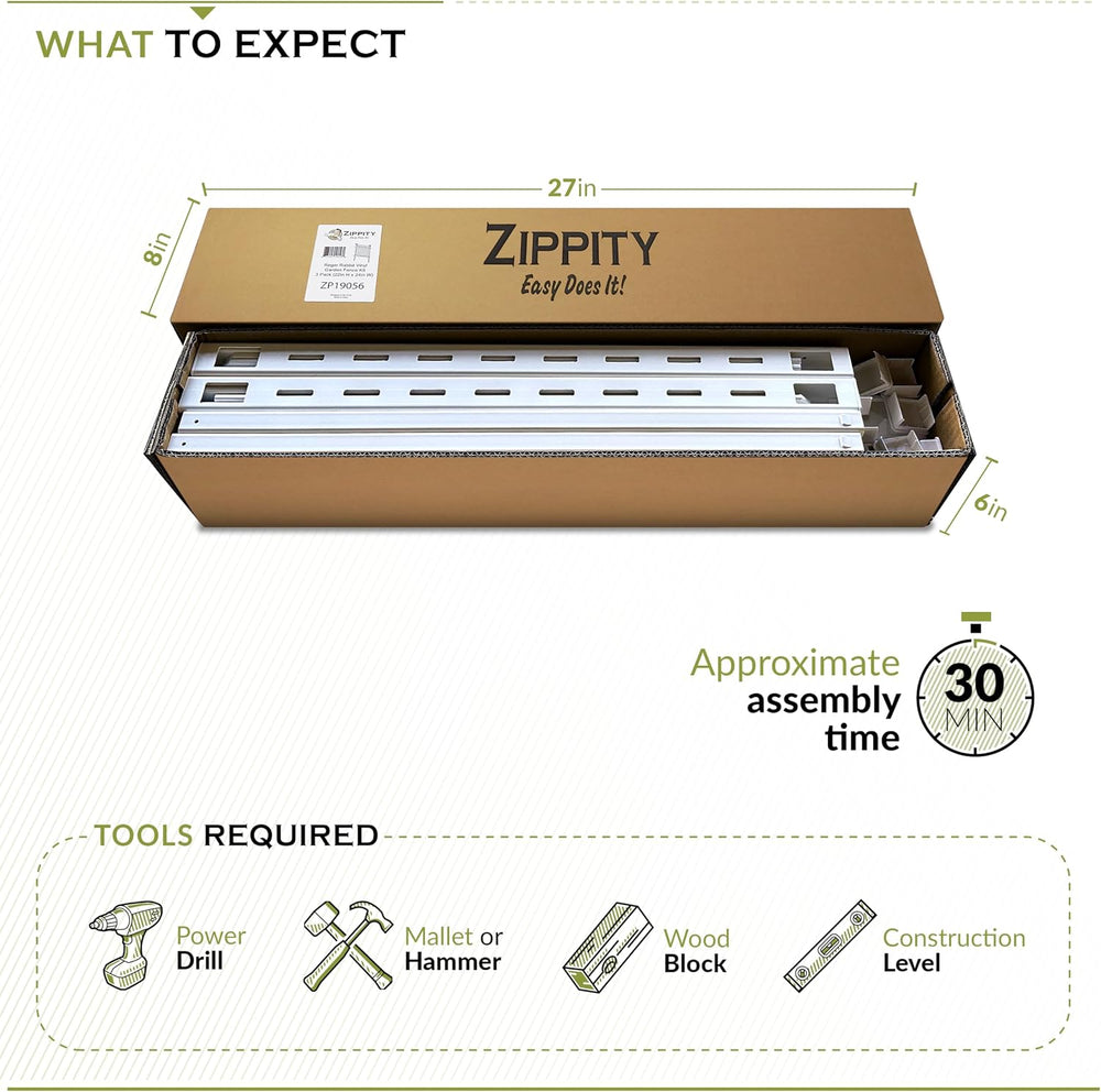 Zippity Roger Rabbit Garden Fence, White Vinyl DIY No Dig Kit