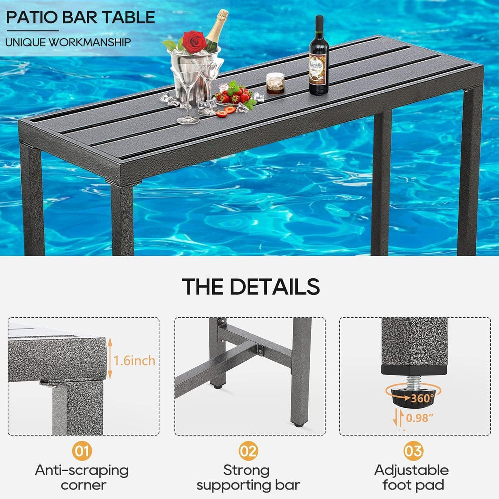 Outdoor Bar Chairs and Table, Metal Outdoor Bar Set, 3 Piece Patio Bar Table ...