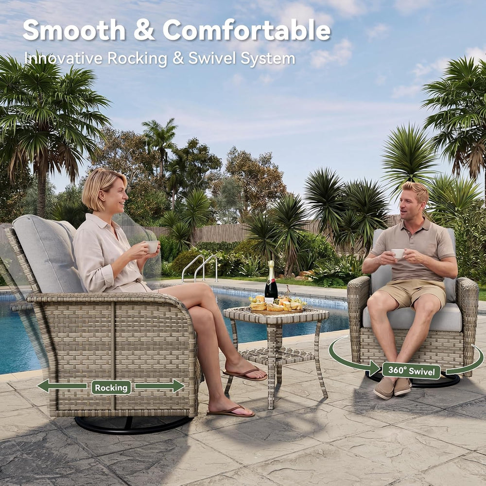 Aoxun 10-Piece Wicker Rattan Patio Furniture Set with 44" Fire Pit Table