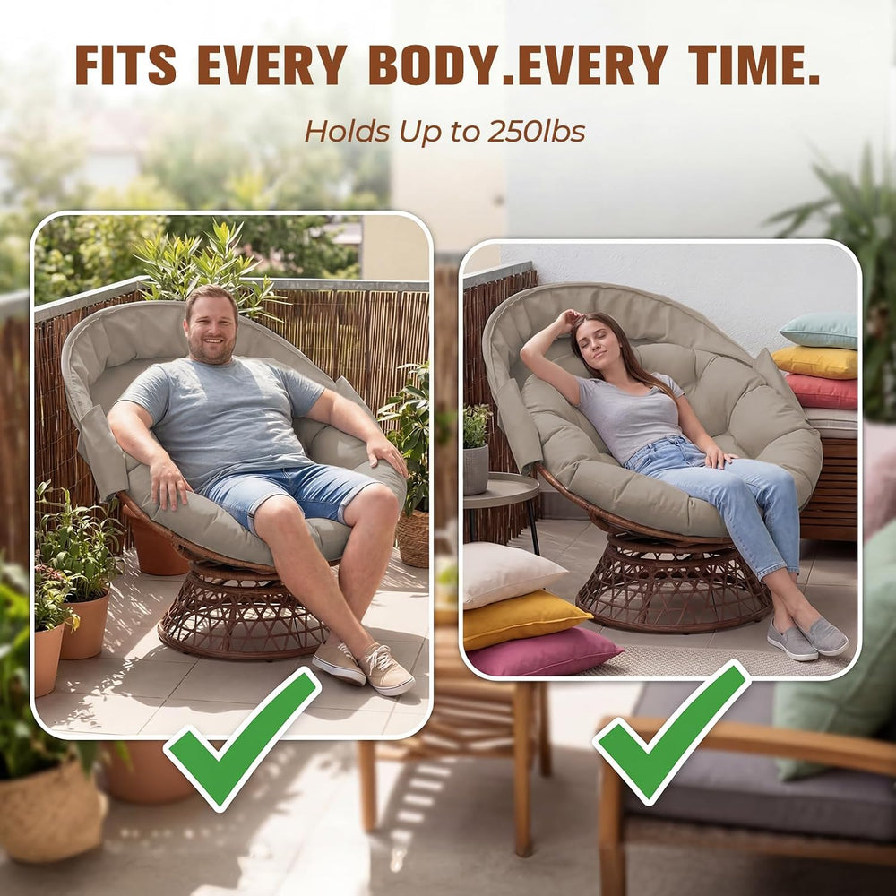 GTPLAYER Outdoor Wicker Egg Chair PE Rattan Chair with Cushion, Oversized Pat...