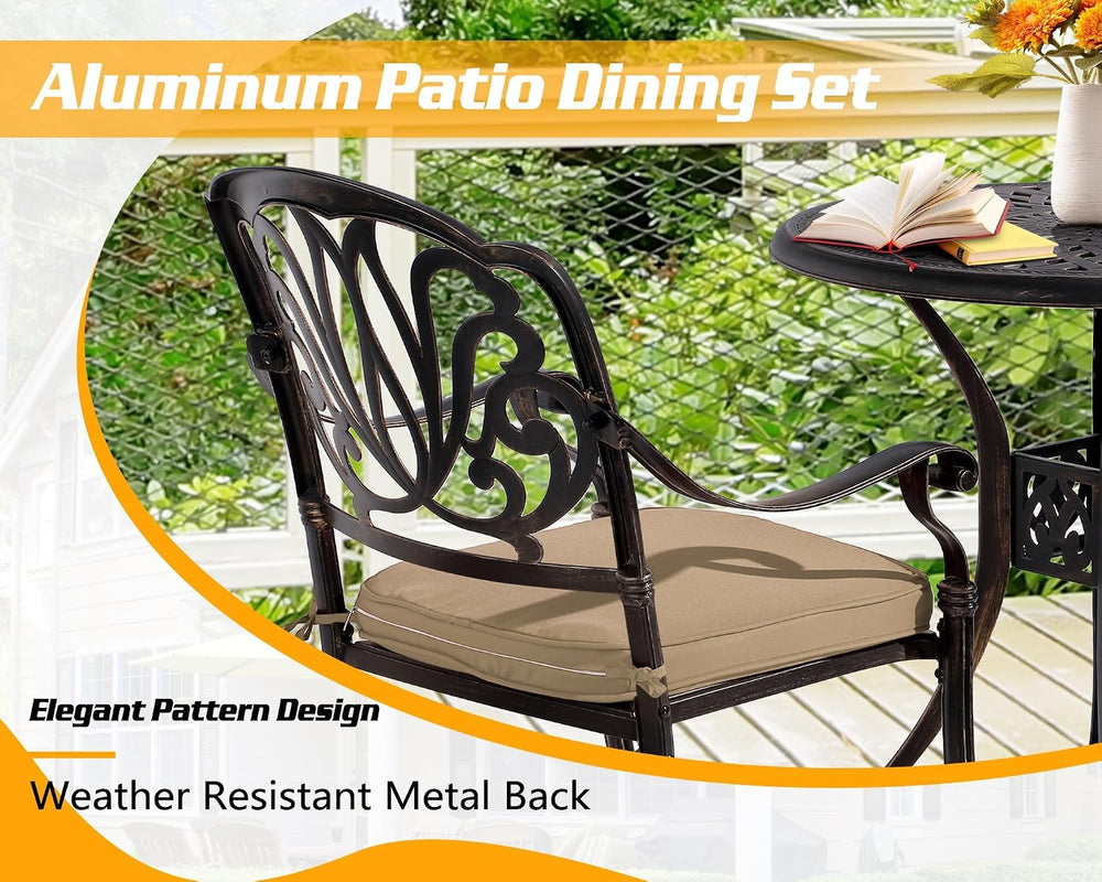 TITIMO 2 Piece Outdoor Patio Dining Chair Set Cast Aluminum Patio Furniture