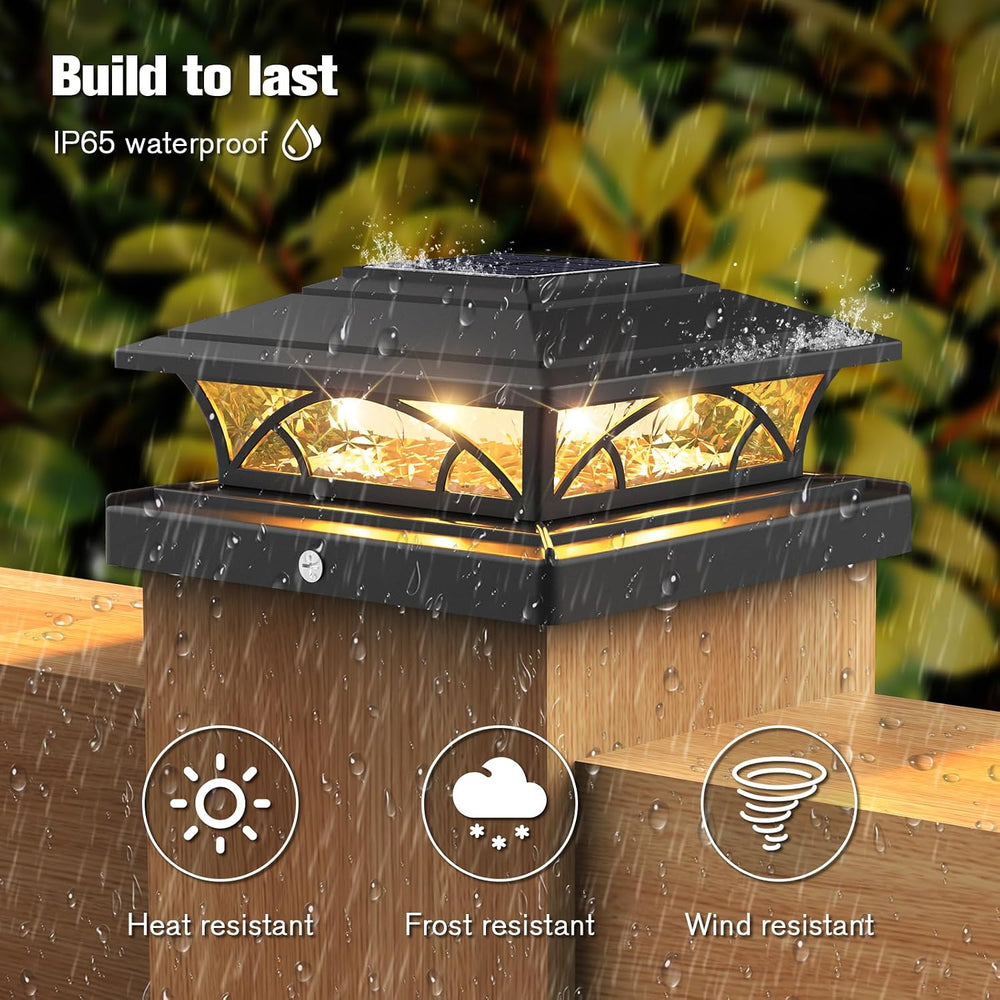JOFIOS Post Cap Lights Outdoor 12pack, Black Deck Fence Post Lights Solar Pow...