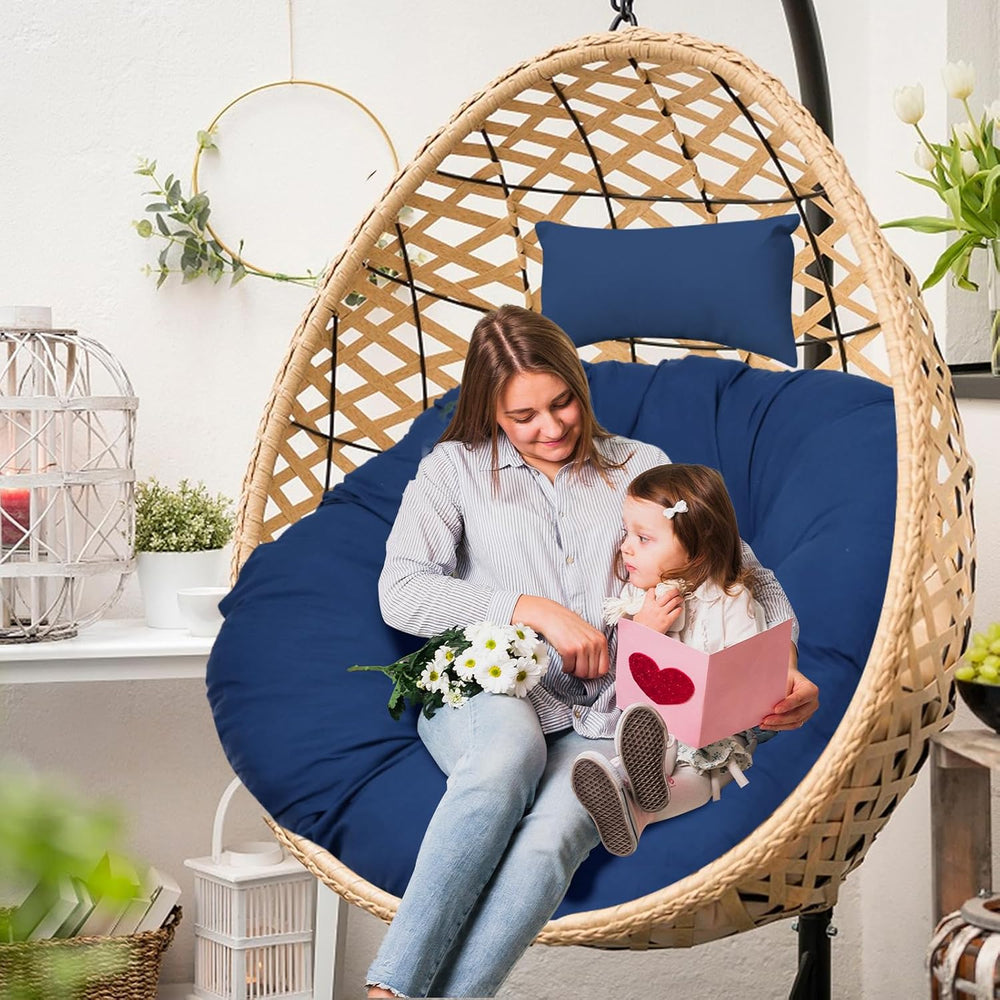 Round Egg Chair Cushion with Pillow, 5 Inch Thick Outdoor Egg Chair Cushion
