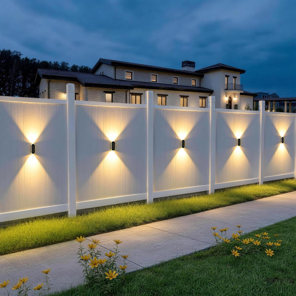Ellasay Solar Fence Lights Outdoor: 6-Pack Solar Powered Wall Lights Up and D...