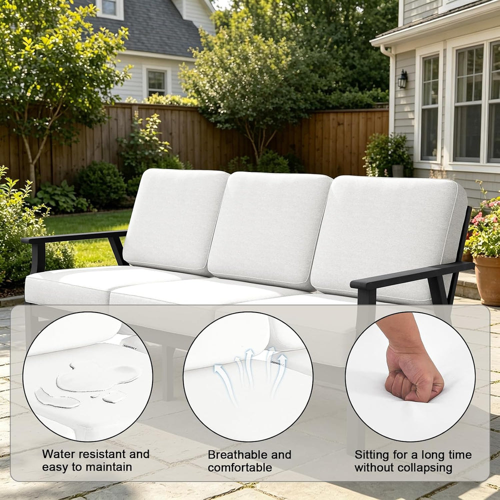 Pia Ricoo Outdoor Premium Teak Wood Couch with Armrests, All‑Weather Outdoor ...