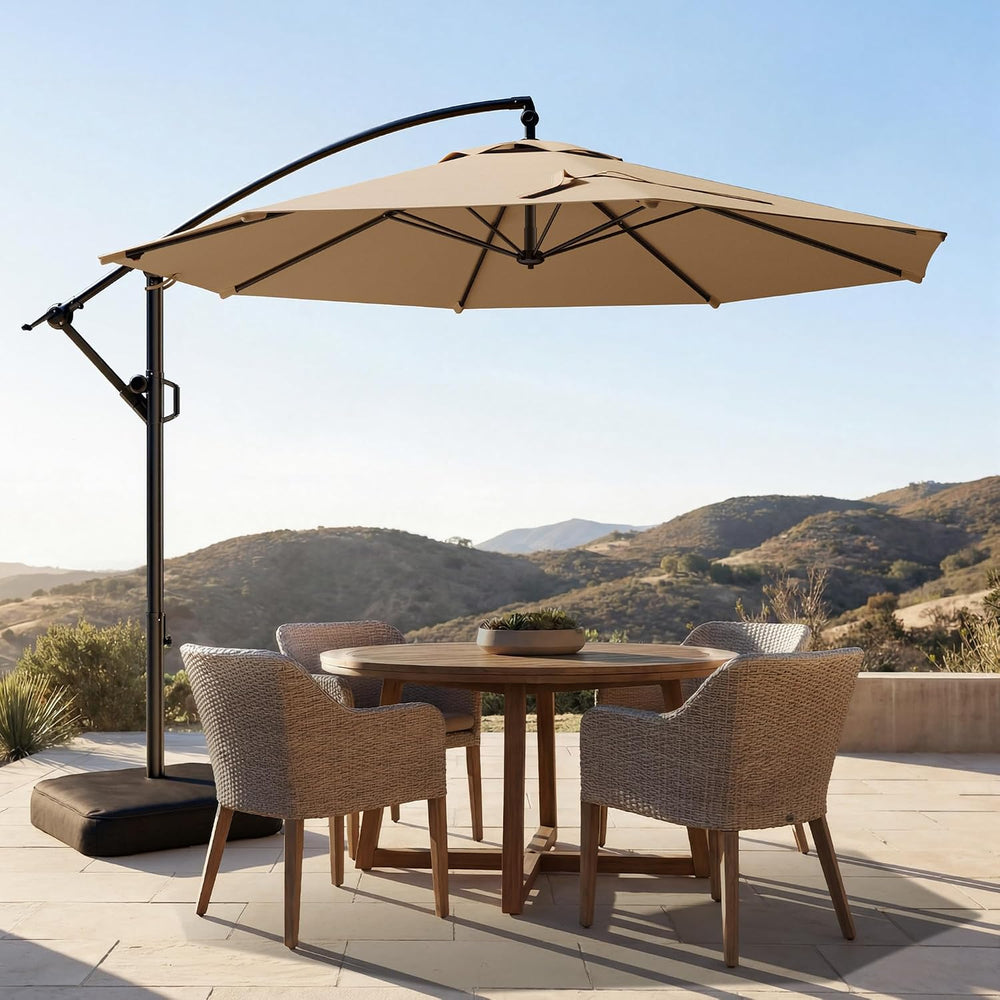 HOMSHADE 10ft Cantilever Patio Umbrella with Base Included, 30 MPH Wind-Resis...