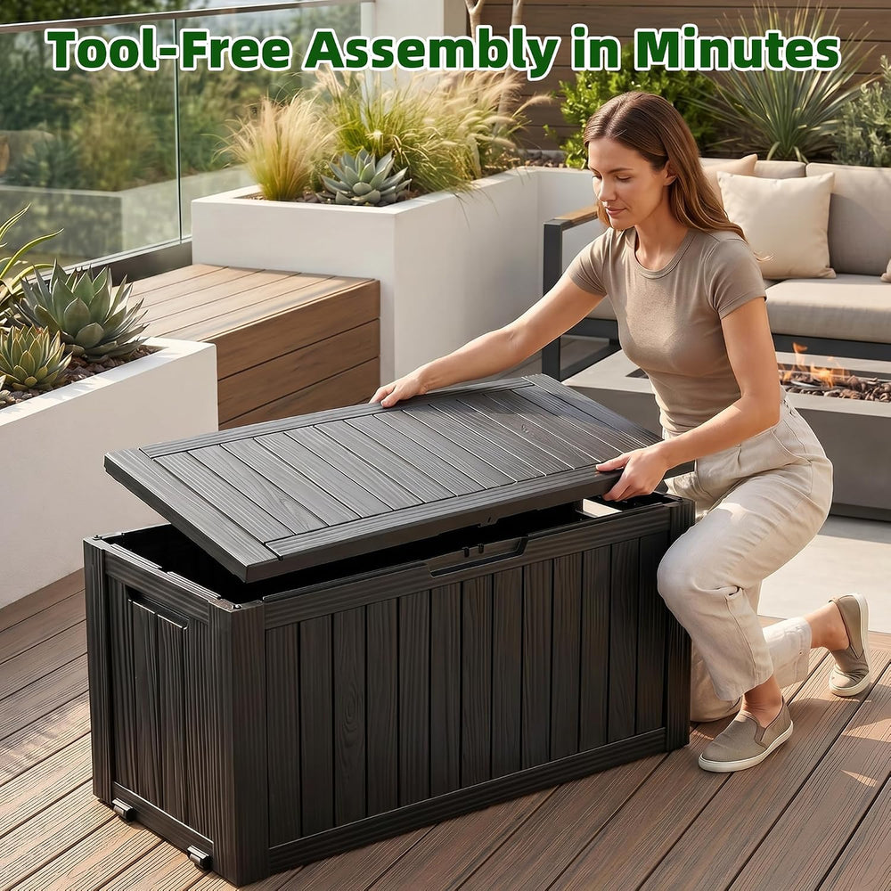 EasyUp 146 Gal Outdoor Storage Box Waterproof Deck Boxes w/Built-in Wheels