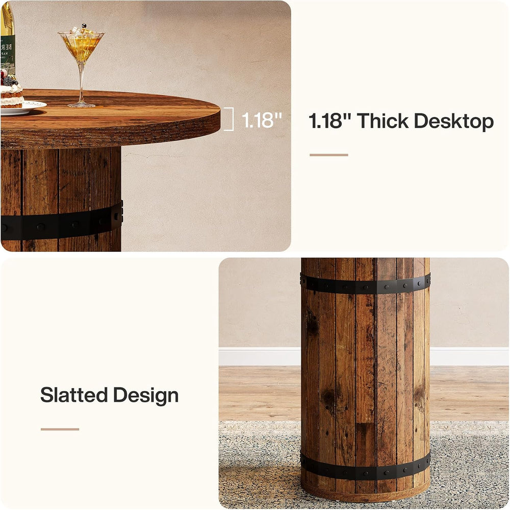 Tribesigns Round Bar Table, 39.4-Inch Bar Height, Bistro Pub Table