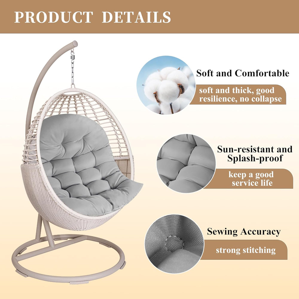 Thicken Egg Chair Cushion Replacement, Outdoor Hammock Swing Cushions with Ti...
