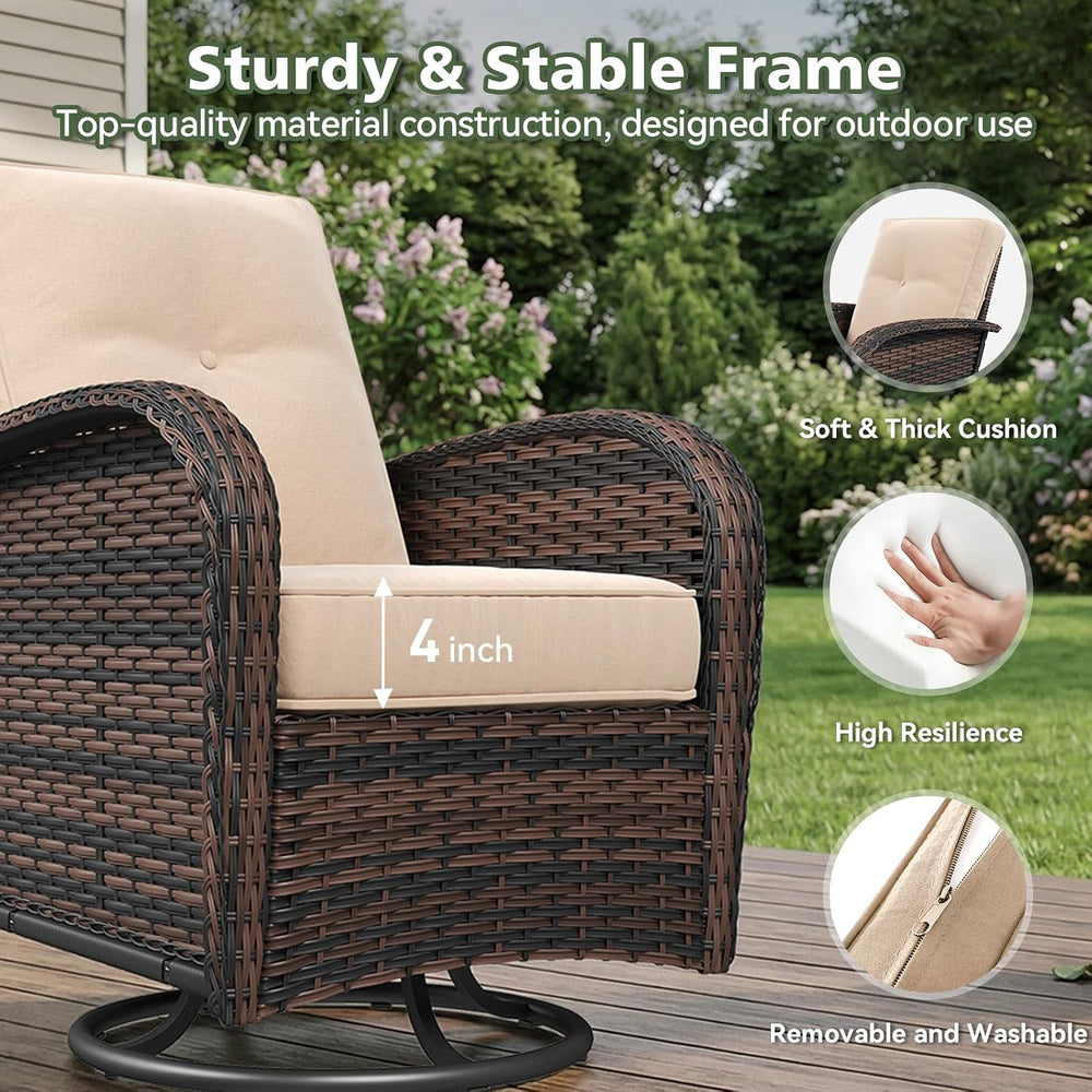 Aoxun 11 Piece Outdoor Patio Furniture Set with 44'' Fire Pit Table, ...