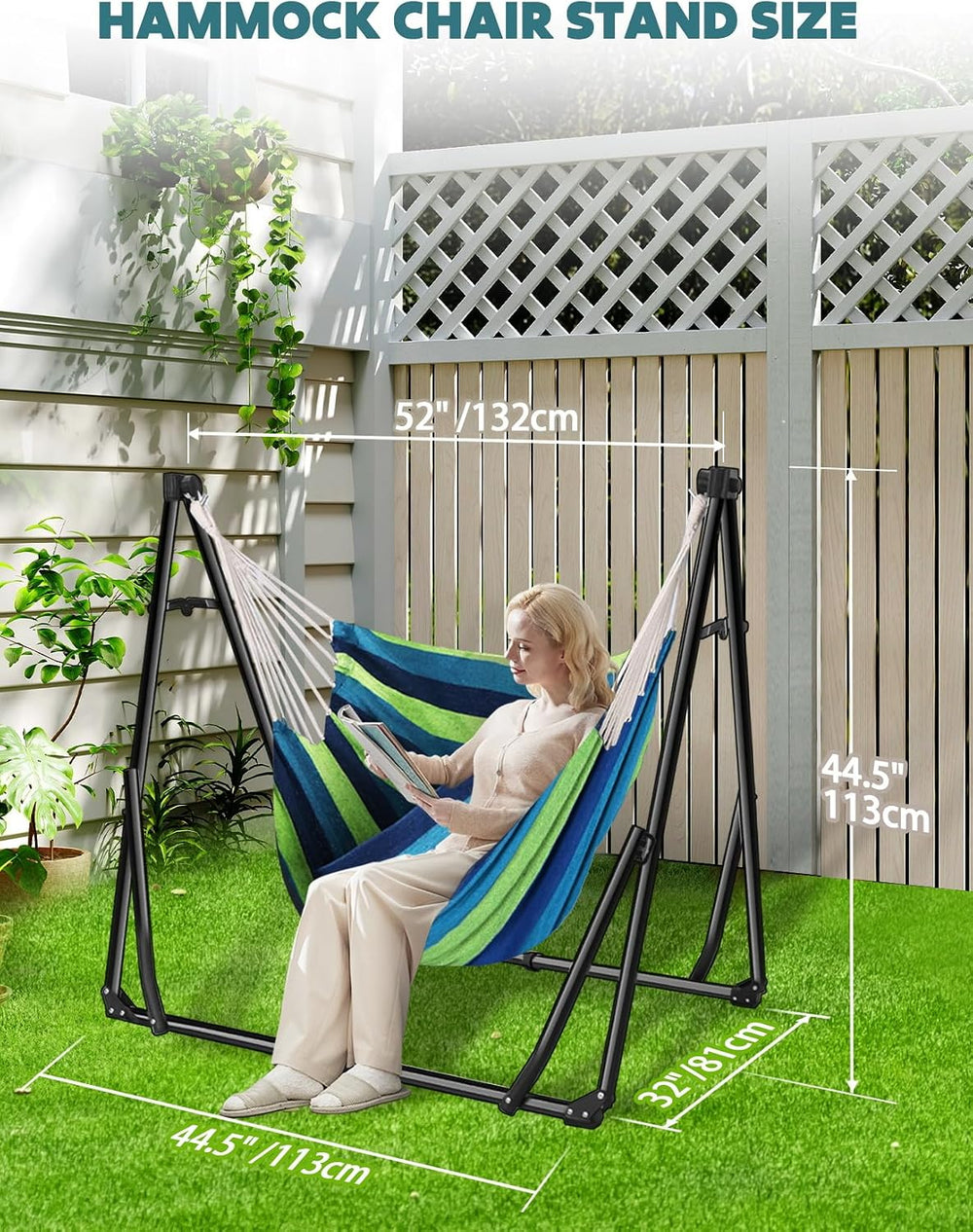 ANYOO 2-in-1 Hammock & Chair Stand with Collapsible Steel Frame & Car...