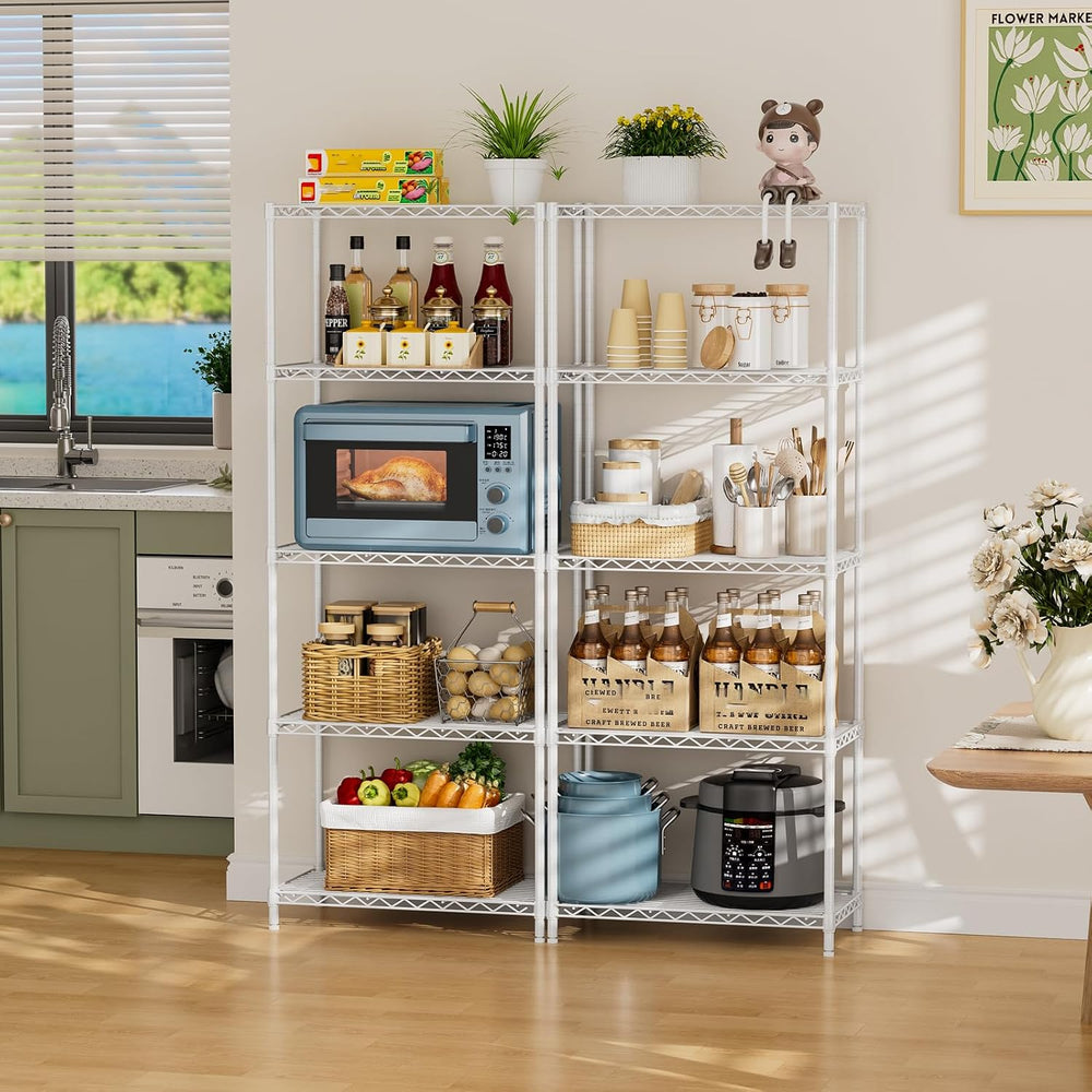 5 Metal Shelves Wire Shelving Storage Shelf Adjustable Unit Pantry