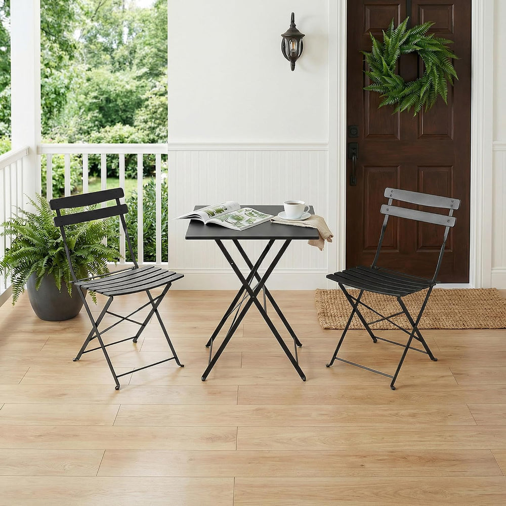 GAOMON 3-Piece Bistro Set – Steel Frame Space-Saving Folding Patio Furniture ...