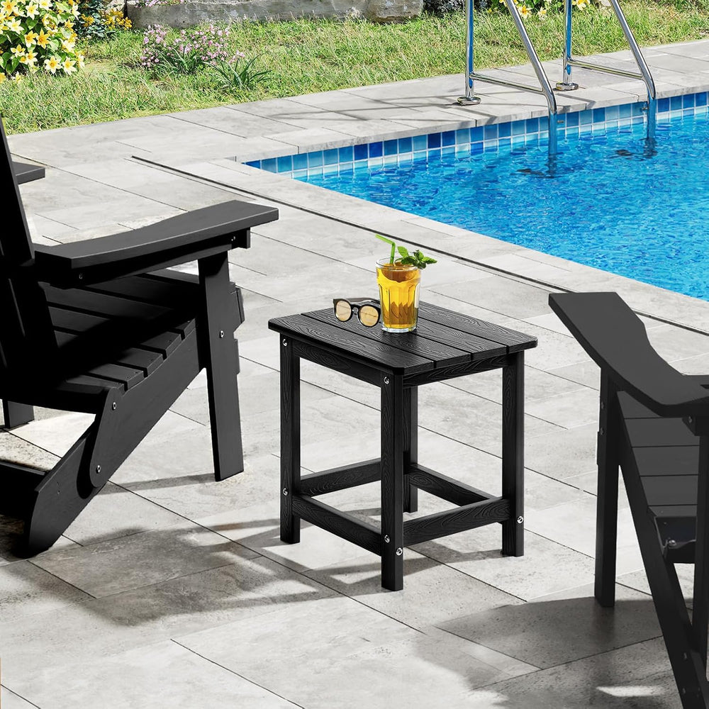 ONBRILL Outdoor Side Table Set of 2, Adirondack Small End Table, Black