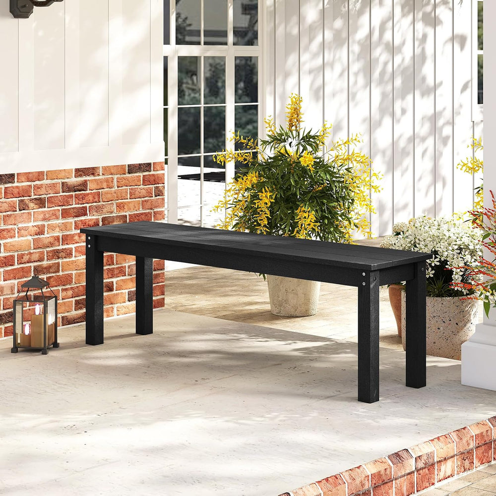 Tangkula HDPE Outdoor Bench, 2-3 Person Patio Bench, 55" Backless Garden...