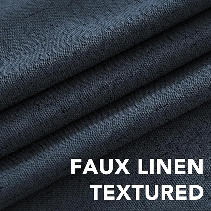 H.VERSAILTEX Linen Curtains 100% Blackout Curtains for Bedroom 90 inch Long F...