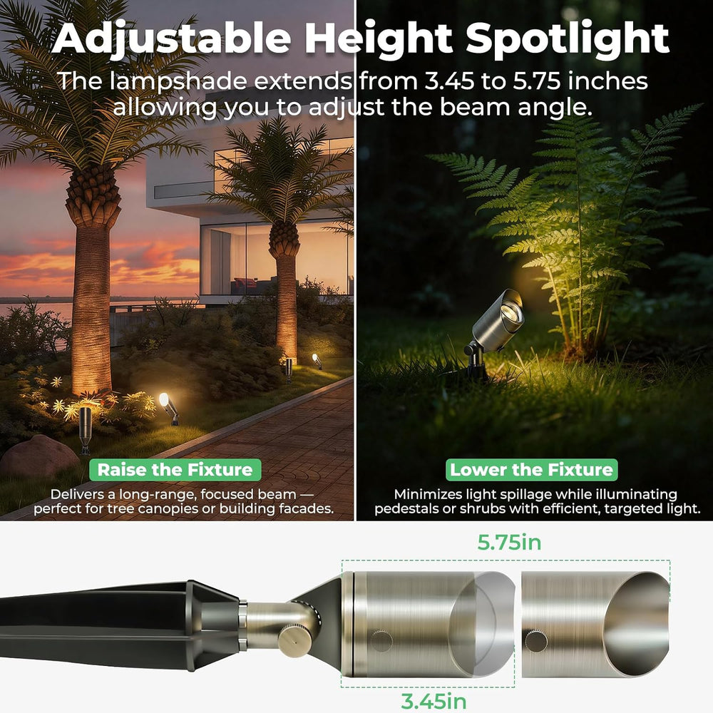 Solid Brass Low Voltage Landscape Spotlights, 12V Waterproof Outdoor Spot Lig...