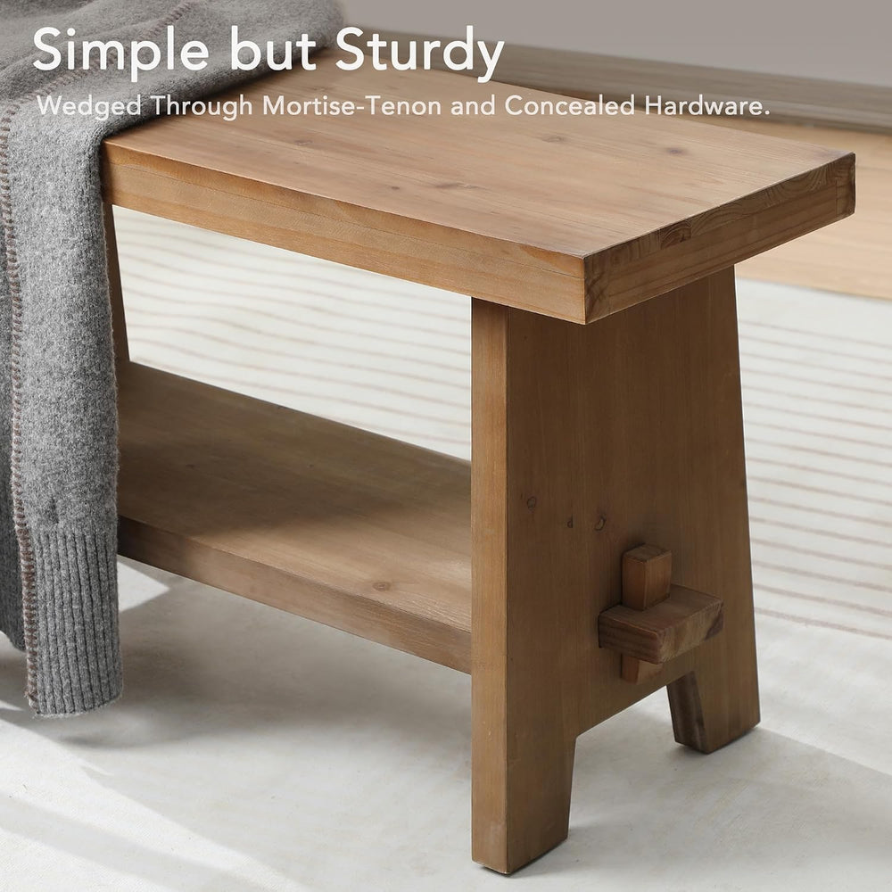 Wood Entryway Bench - 39.4" Farmhouse Long Storage Bench, Indoor