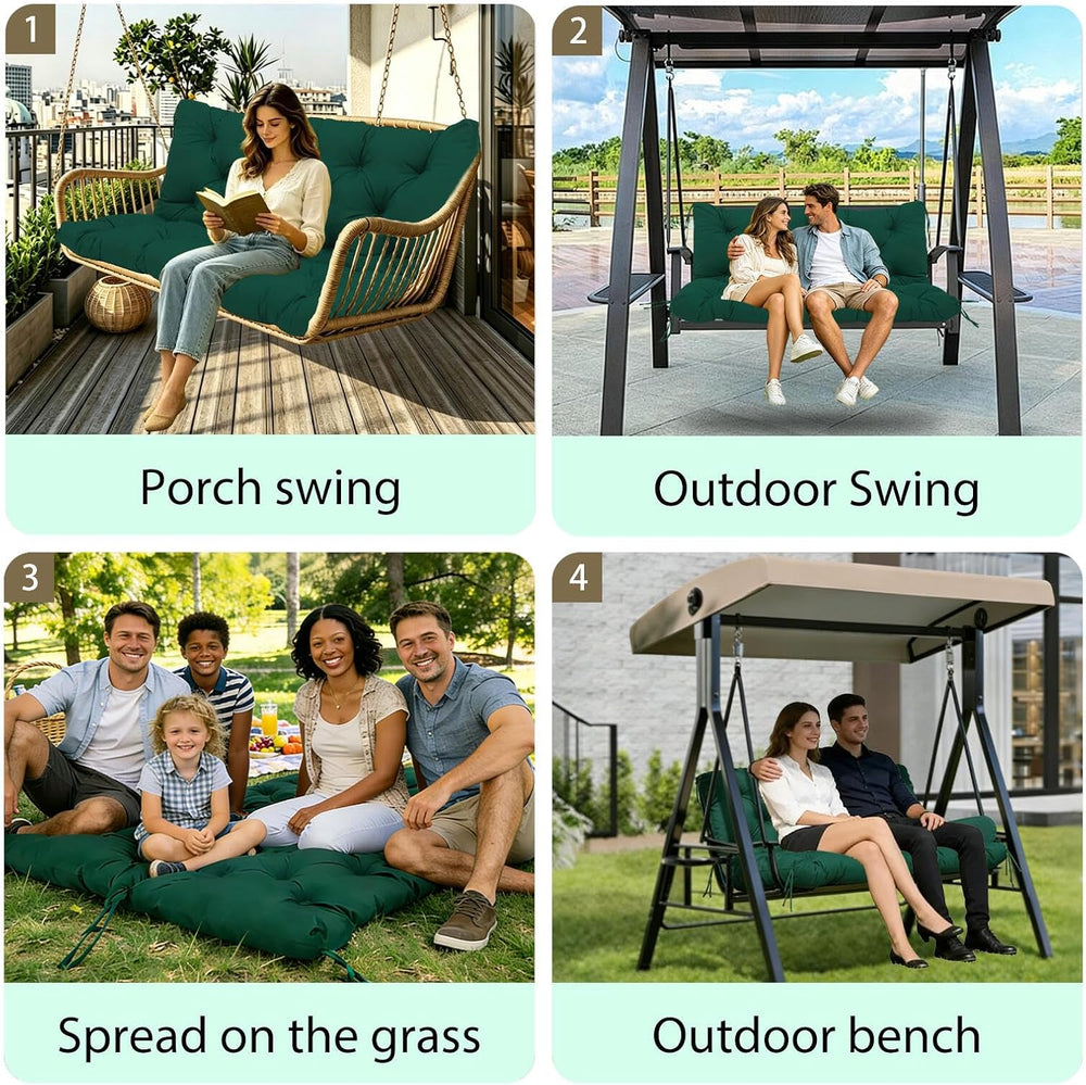 5" Thick Outdoor Porch Swing Cushions 60" Waterproof 3 Seater