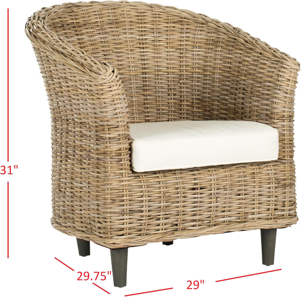 SAFAVIEH Omni Barrel Wood Accent Chair, 30" FOX6501C