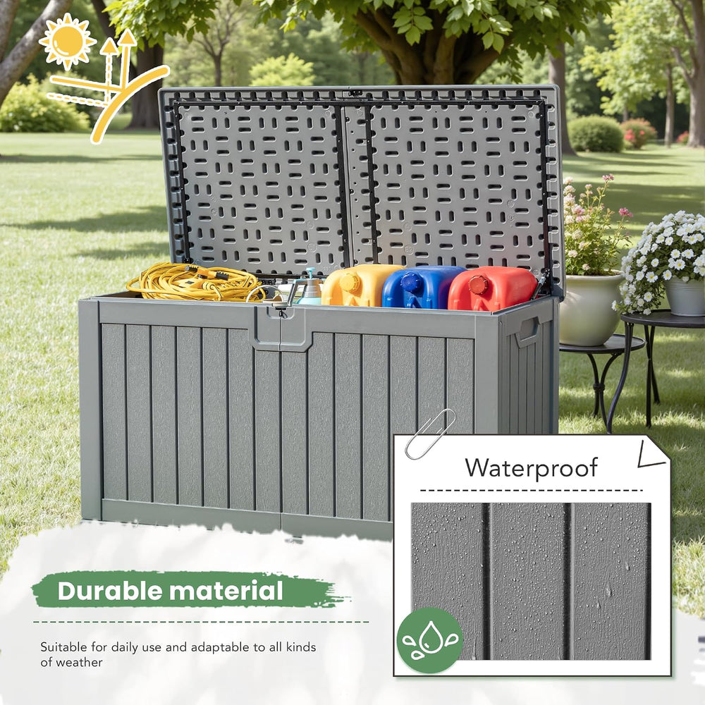 Greesum 230 Gallon HDPE Outdoor Storage Box with Removable Dividers, Weatherp...