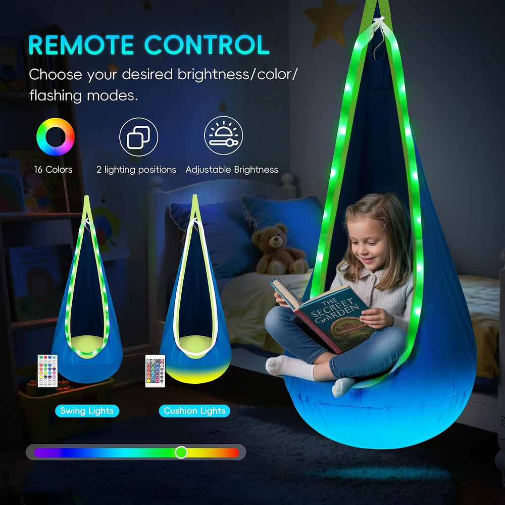 OUTREE Light Up Pod Swing Seat, Sensory Swing with LED Light
