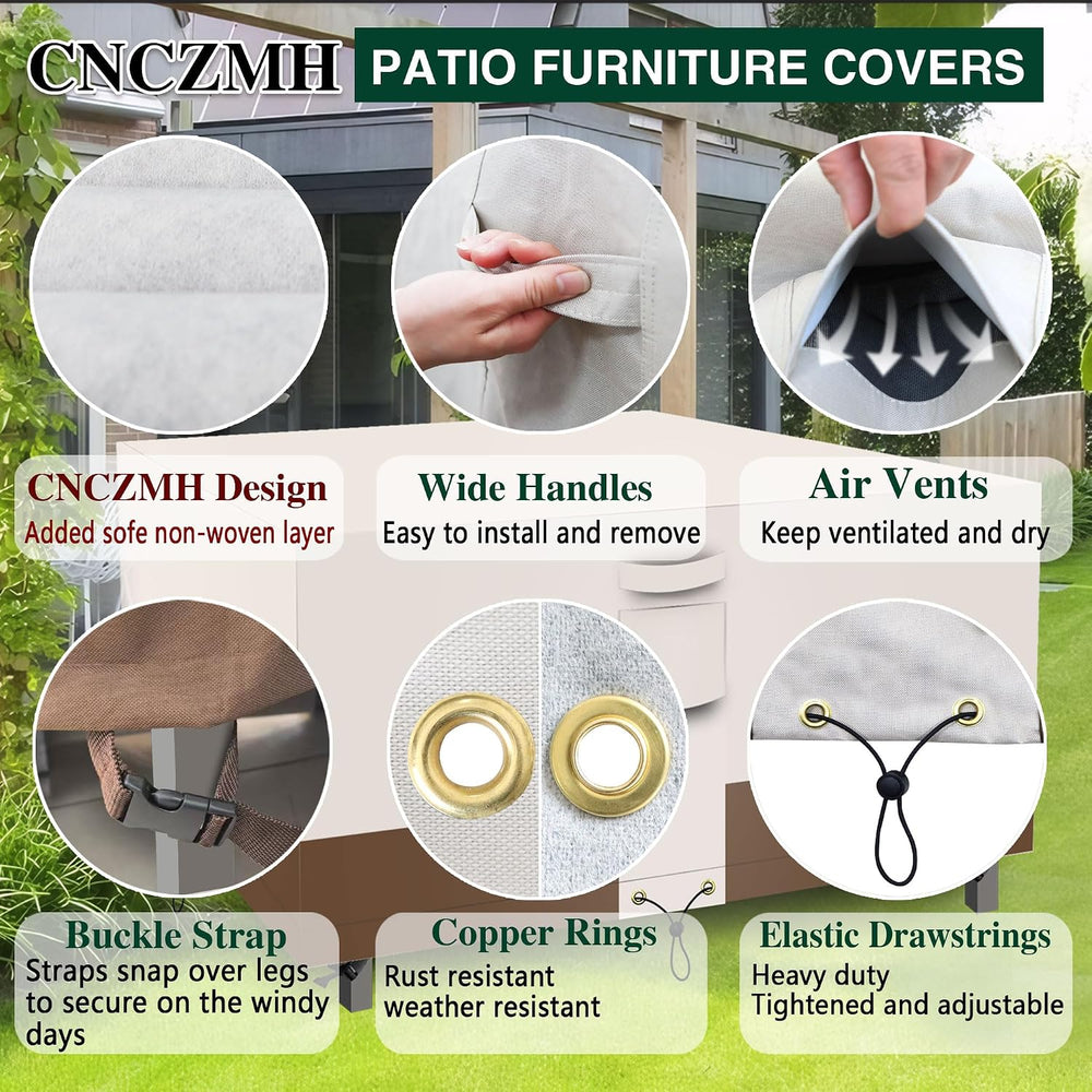 Square Heavy Duty Patio Table Covers Waterproof, 600D Outdoor Dining Table an...