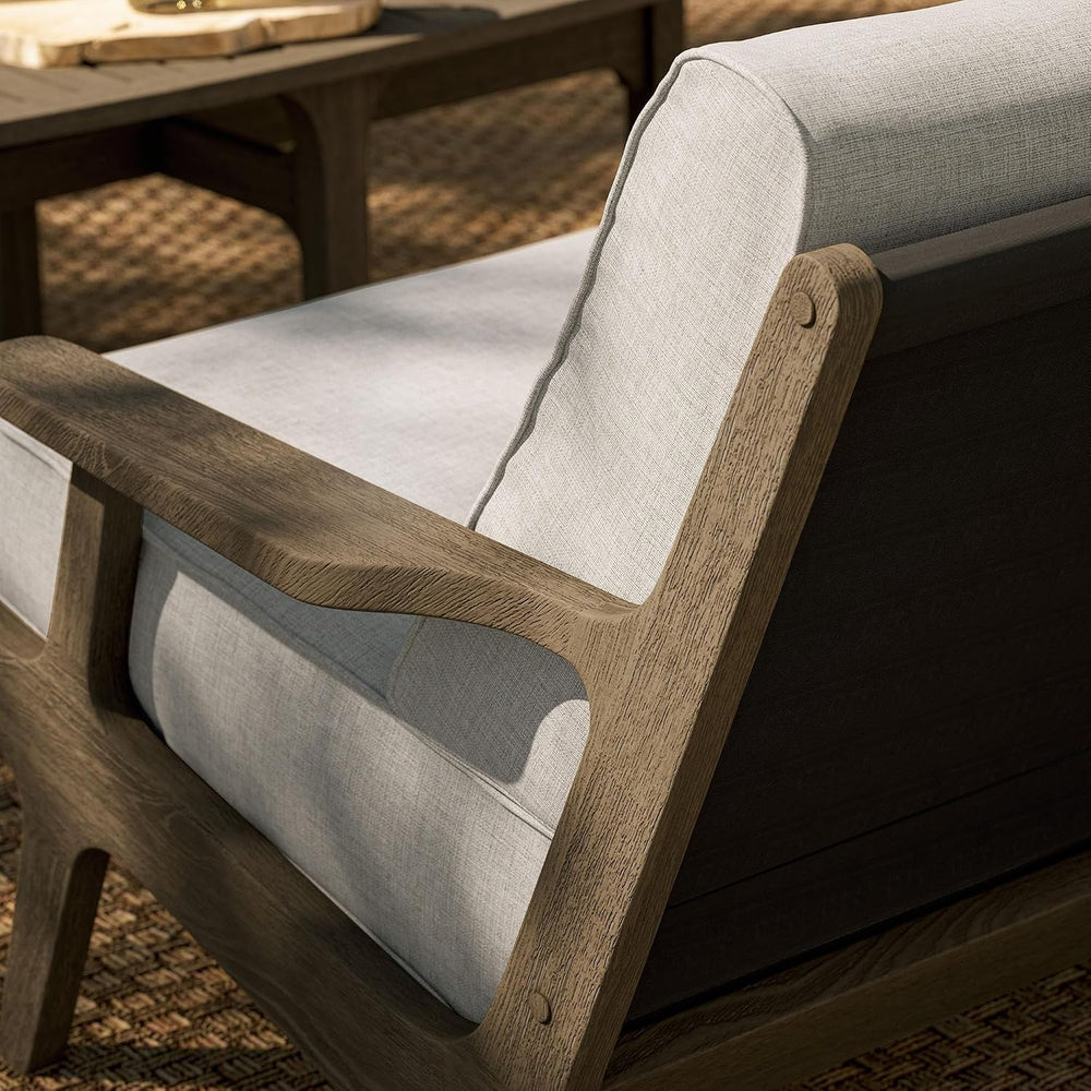 Modway Saratoga Teak Outdoor Patio Loveseat in Weathered Gray Pebble – 2 Seat...