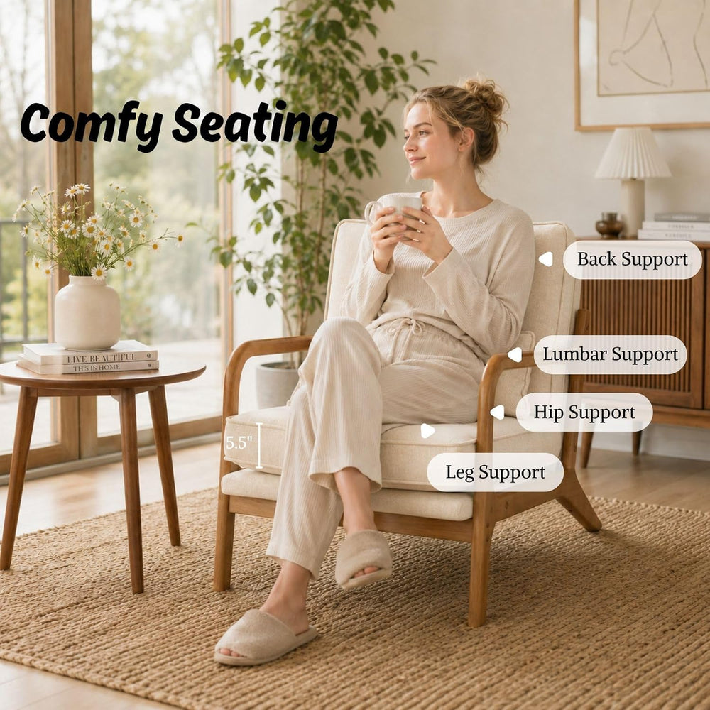 Karl home Mid-Century Modern Accent Reading Chair, Beige