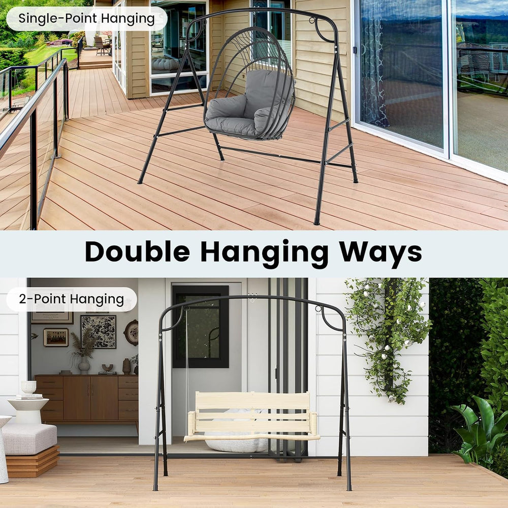 GIANTEX 660-Lbs Metal Hammock Stand - Heavy Duty Porch Swing Stand w/ 4 Suppo...
