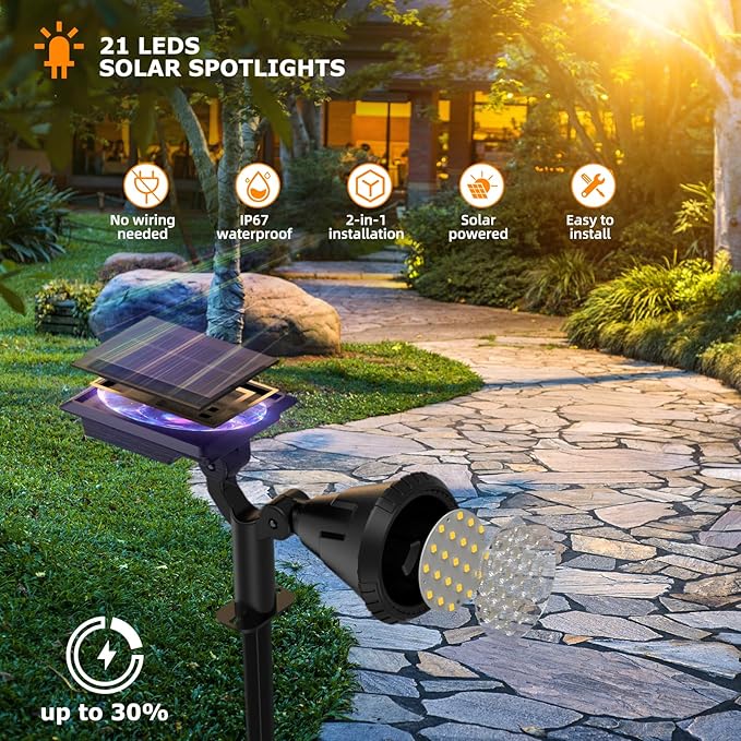 Solar Lights Outdoor, 2-in-1 Decorative Solar Landscape Lighting for Outside,...