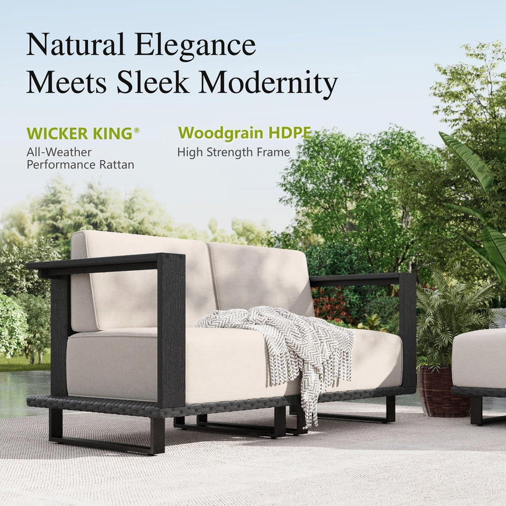 Sophia & William 4 Pieces HDPE Patio Furniture Set with 9.8" Thick C...