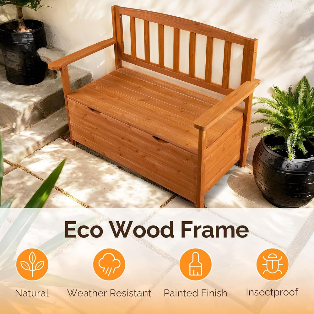 VINGLI Outdoor Storage Bench, Large Wood Deck Box with Seating, Weatherproof ...