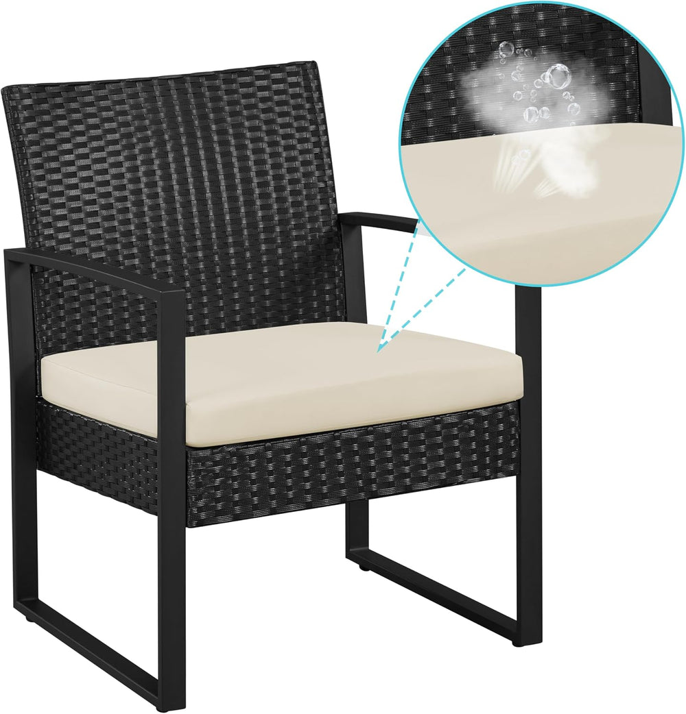 Yaheetech 3 Pieces Rattan Bistro Set, Outdoor Wicker Patio Modern Conversatio...
