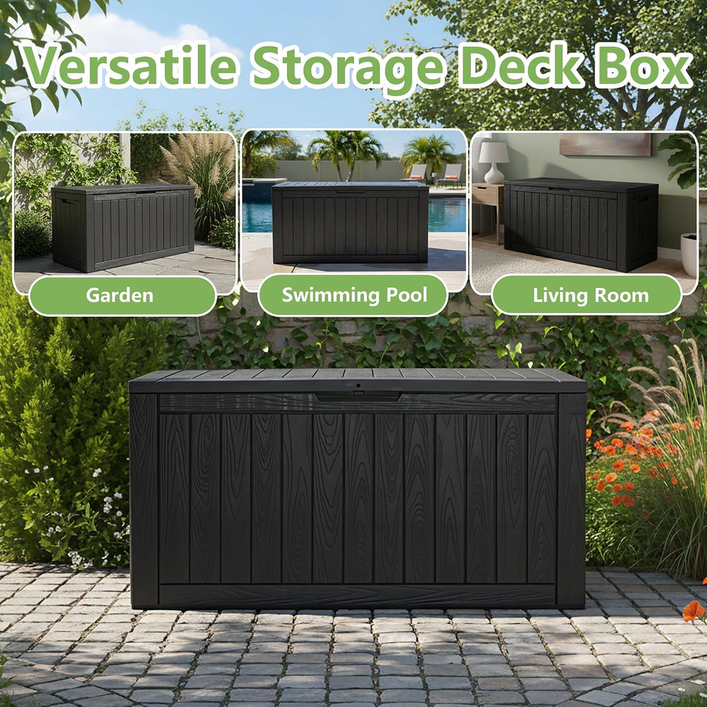 100 Gallon Outdoor Storage Box Waterproof Deck Box for Patio Storage