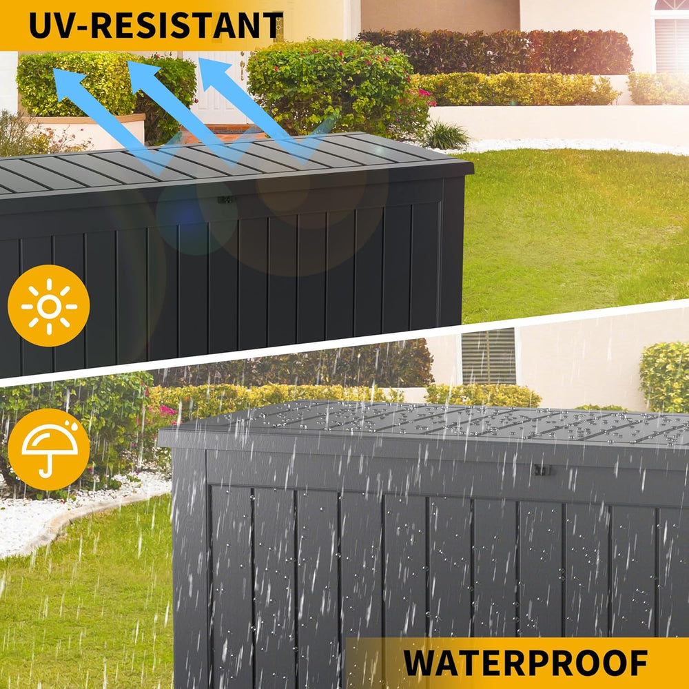 320 Gallon Outdoor Storage Box Waterproof Deck Box Patio Black