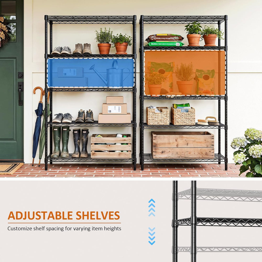 5-Tier Garage Shelving Unit, Heavy Duty Metal Wire Shelving