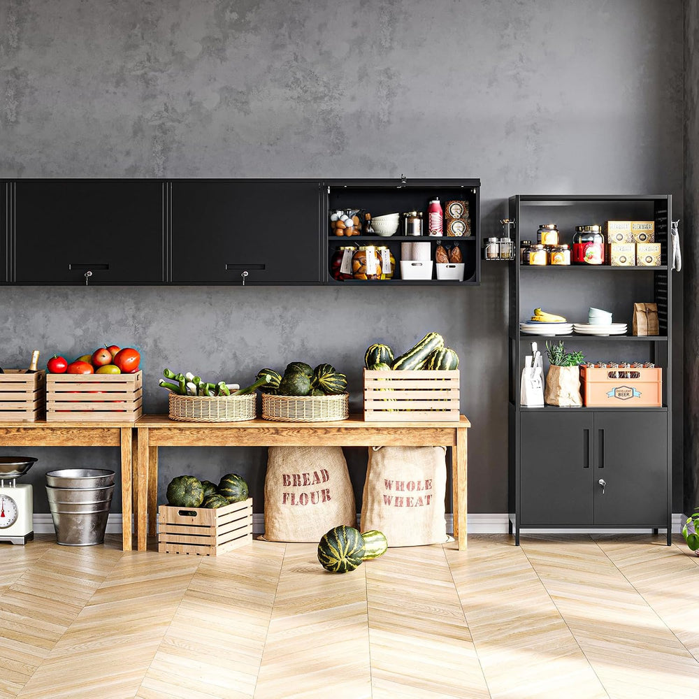 MIIIKO Metal Garage Wall Cabinet with Door and Shelf, Wall Mounted Garage Too...