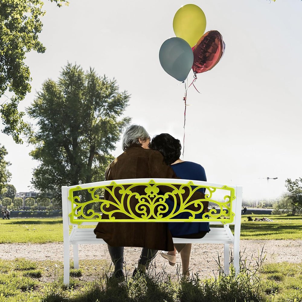 47in Outdoor Garden Park Bench,Outdoor Metal Porch Benches,Weatherproof Patio...