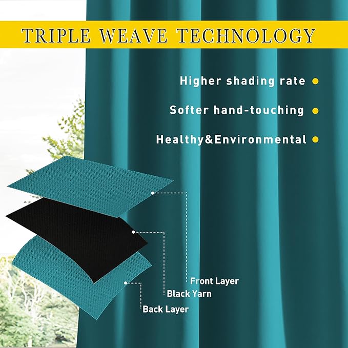 NICETOWN 2 Panels Outdoor Curtains Waterproof Pocket & Back Tab on Top &a...