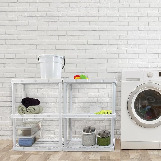 Gracious Living 2 Pack Light Duty Storage Shelves, Knect-A-Shelf 3-Shelf Vent...