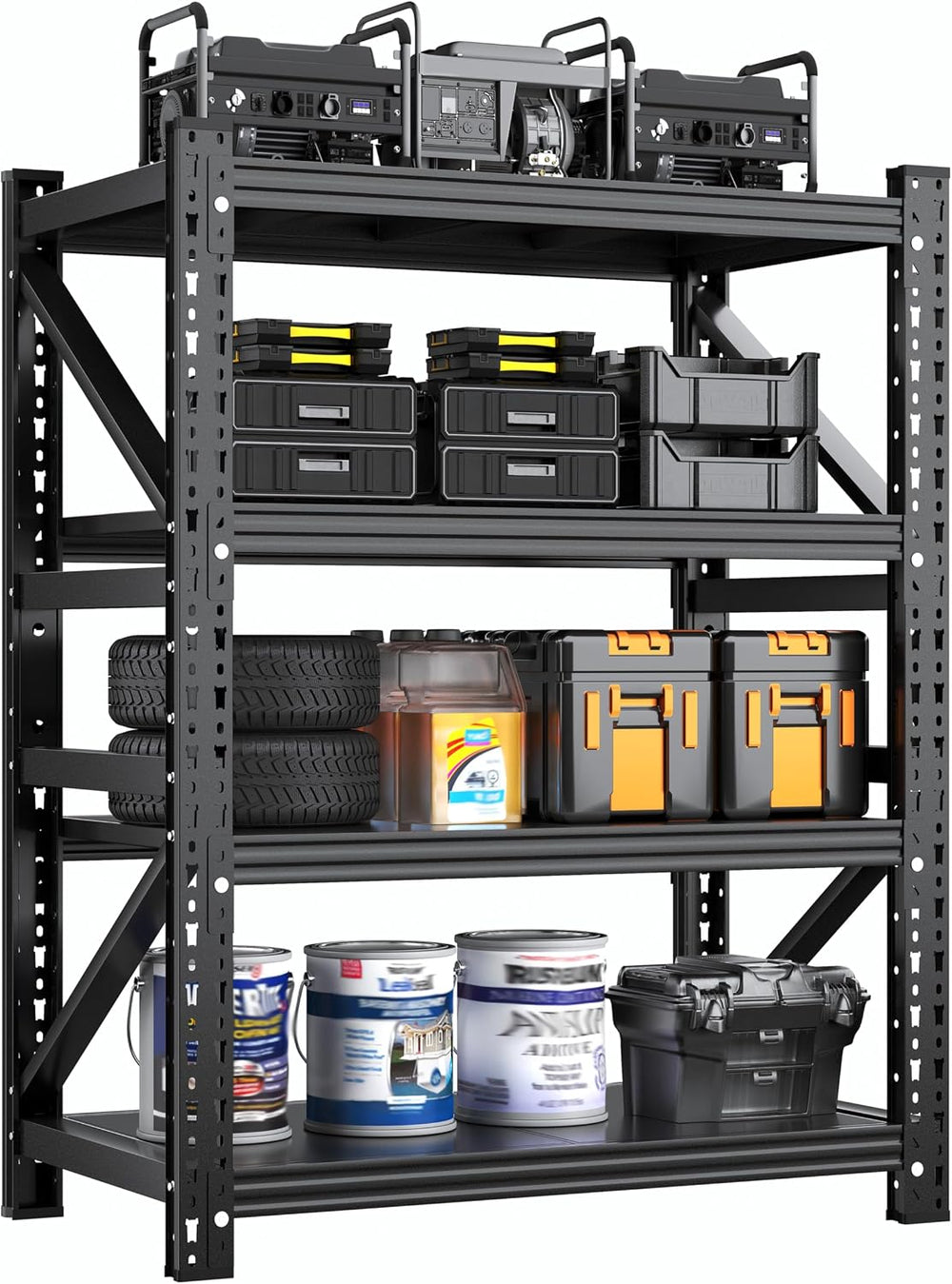 Novolume 32" W Heavy Duty Storage Shelves,4-Tier Adjustable Metal Garage...