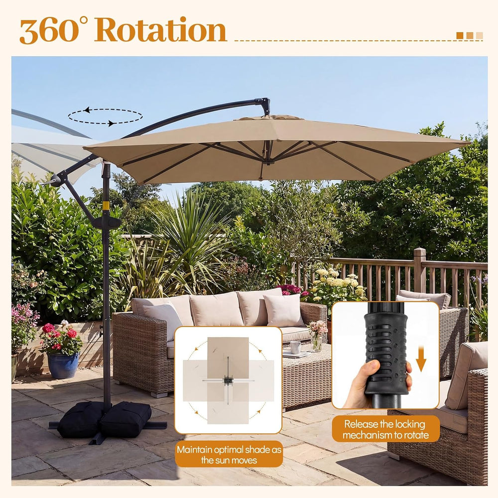 Tangkula 8x8 FT Patio Umbrella with Base Included, Square Offset Cantilever O...