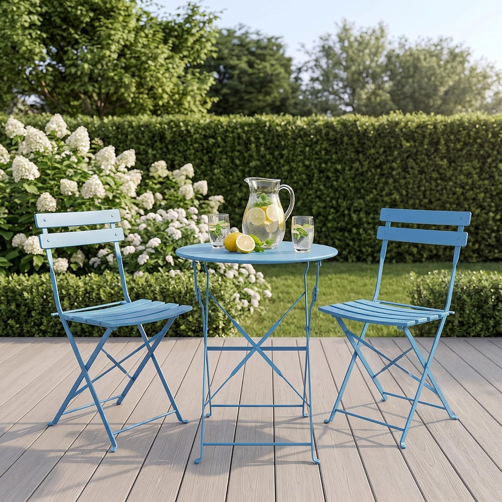 Bistro Table & Chairs Set of 2, Folding Outdoor Patio Furniture