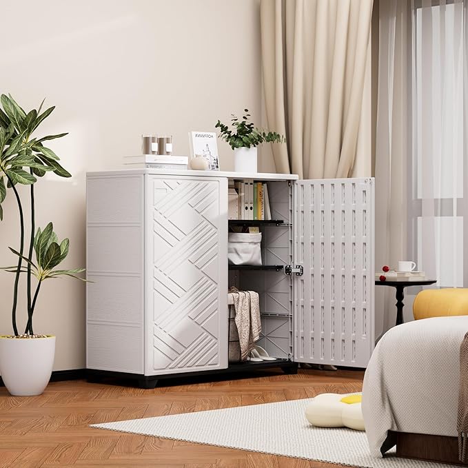 Outdoor/Indoor Storage Box,Resin and Plastic Storage Cabinet Waterproof,Outdo...